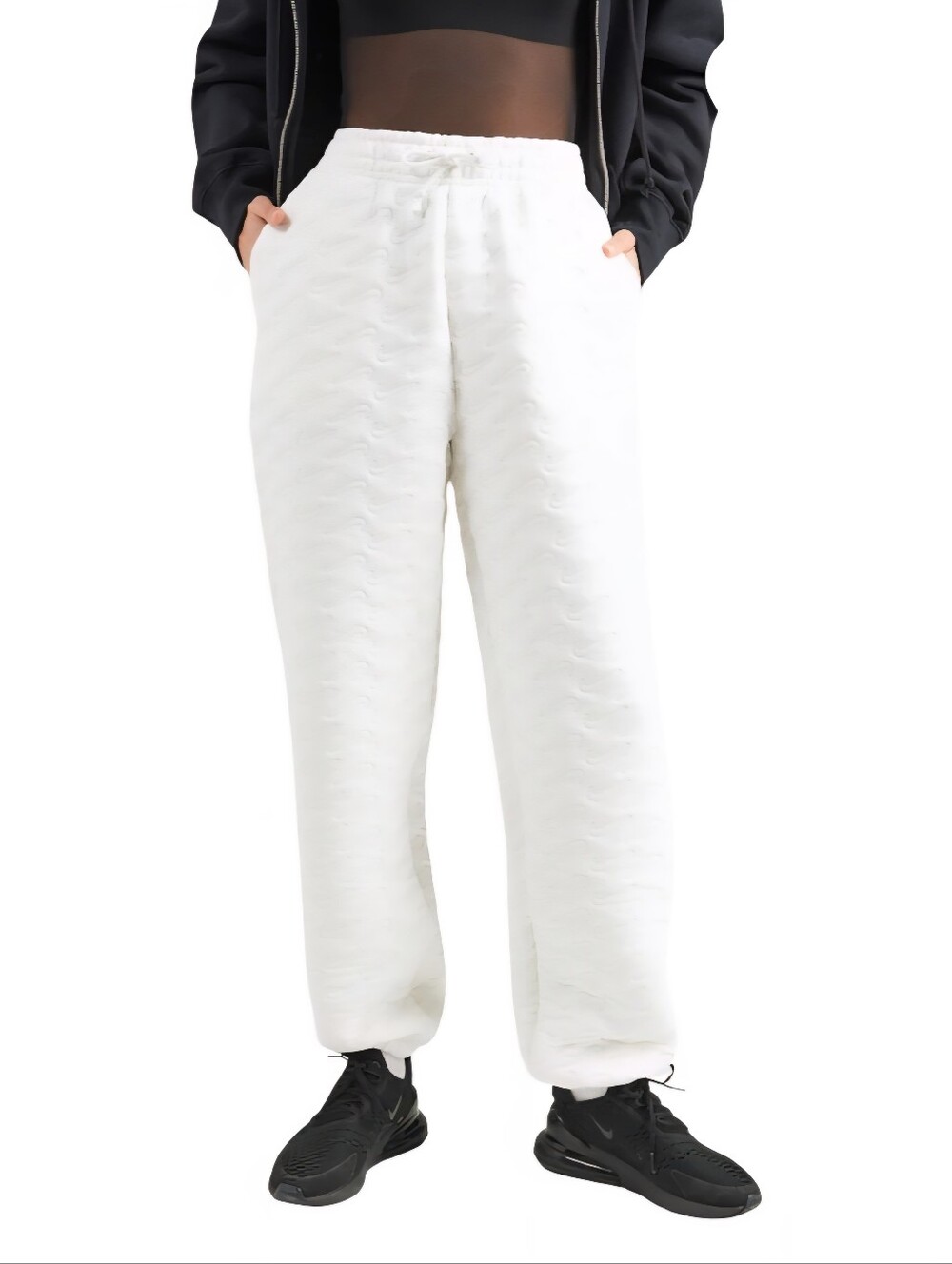 Womens Nike Phoenix Fleece Women's Oversized High-Waisted Jacquard Sweatpants Lg